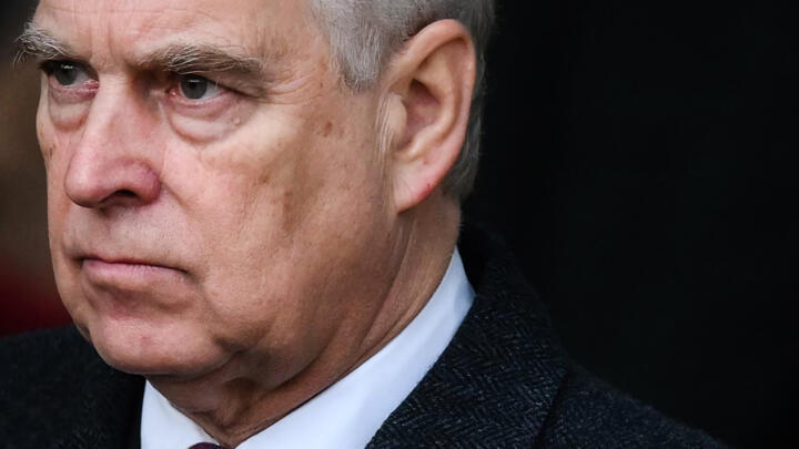 Britain's Prince Andrew leaves the Christmas Day service at St Mary Magdalene Church in Sandringham, Norfolk, eastern England, on December 25, 2022.