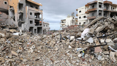 This picture shows the destruction created by Israeli bombardment in Lebanon's southern town of Qana, after a ceasefire between Israel and Hezbollah took effect, on November 27, 2024. 