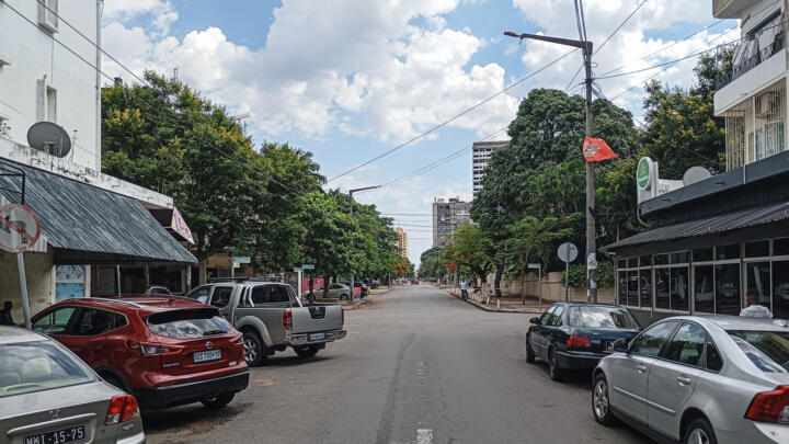 Empty streets and closed shops in central Maputo ahead of a ruling on disputed elections on December 23, 2024.