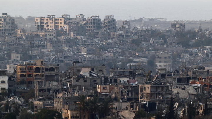 Ruined buildings in northern Gaza, seen from Israel, December 22, 2024.